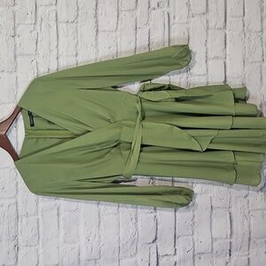 Sage green long sleeve tiered ruffle dress